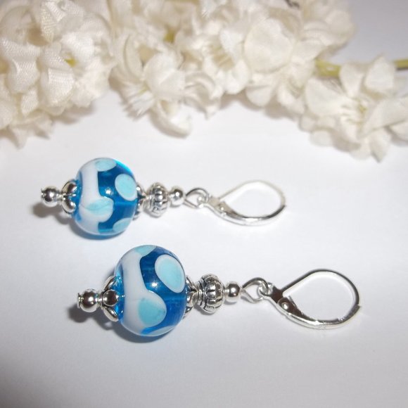 Blue Earring, Earrings, Blue Jewelry, Blue Dangle Earring, Earring, Earring 7667 - Picture 4 of 8